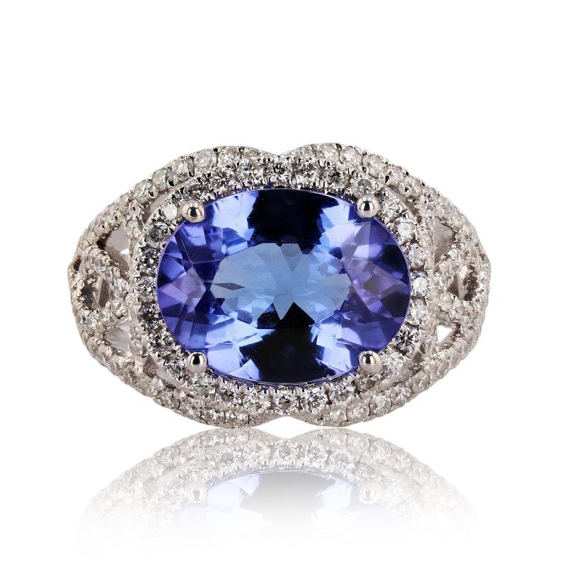 Photo 1 of 4.26ct Tanzanite and 0.93ctw Diamond 14K White Gold Ring (APP SIZE 6-7)W/MSRP APPRAISAL RN028186
