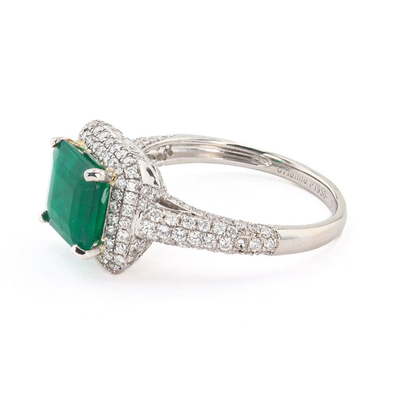 Photo 2 of 1.93ct Emerald and 0.95ctw Diamond Platinum Ring (APP SIZE 6-7) W/MSRP APPRAISAL RN030984
