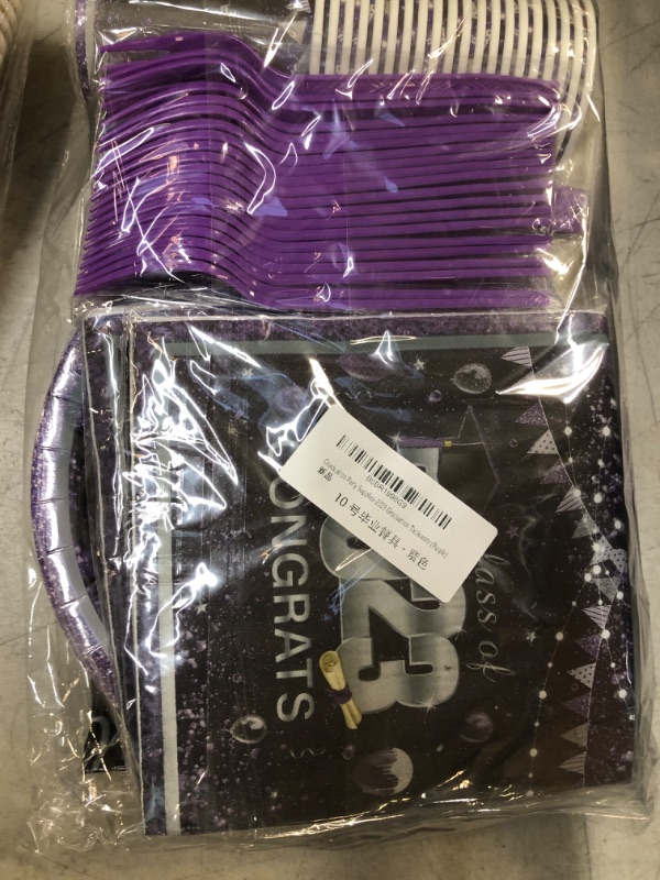 Photo 2 of Graduation Party Supplies - Class of 2023 Tableware Disposable Graduation Tableware Set Including Graduation Dinner Plate,Napkin,Banner for Graduation Ceremony-20 Guests?Purple?