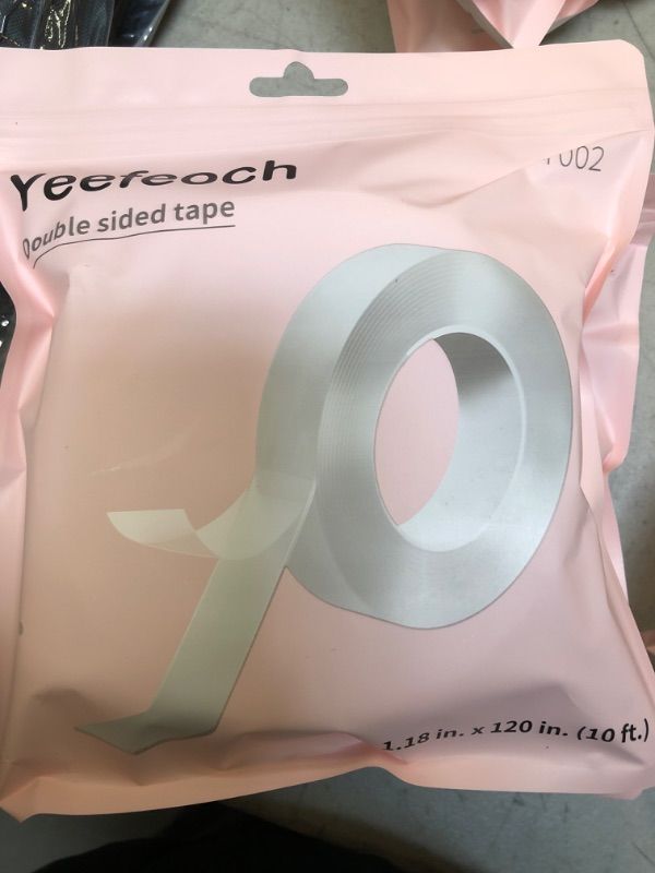 Photo 1 of Yeefeoch Double Sided Tape Heavy Duty, Adhesive mounting Picture Hanging Strips Adhesive DIY Nano Tape for Wall Heavy Tape, T002 ?Double Sided Tape Heavy Duty (M, 0.07 in*1.18 in*10 Feet) 3 pack
