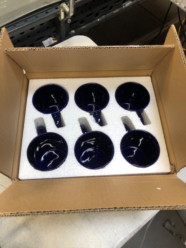 Photo 1 of 6 PC DARK BLUE MUGS 