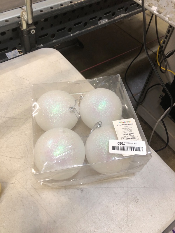 Photo 1 of 4 PC LARGE WHITE CHRISTMAS ORNAMENTS 