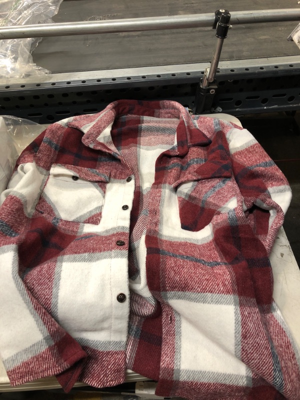 Photo 1 of  WOMENS RED PLAID LONG SLEEVE TOP ( SIZE:LARGE) 