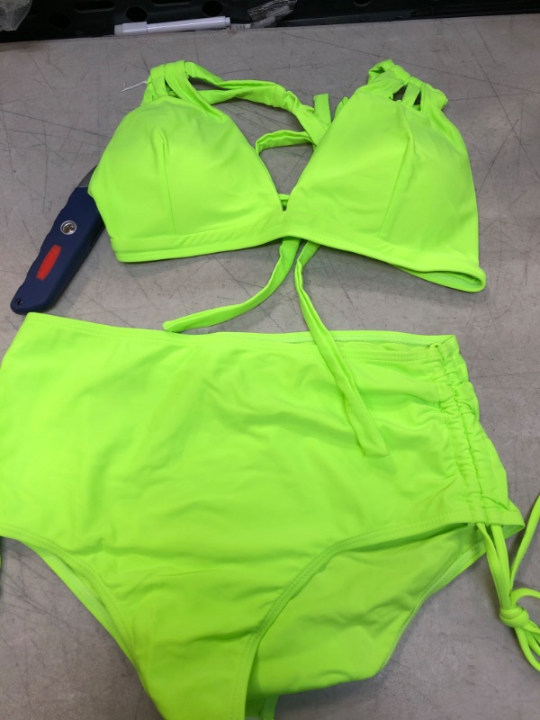 Photo 1 of 2 Piece Bathing Suit Neon Green Size L