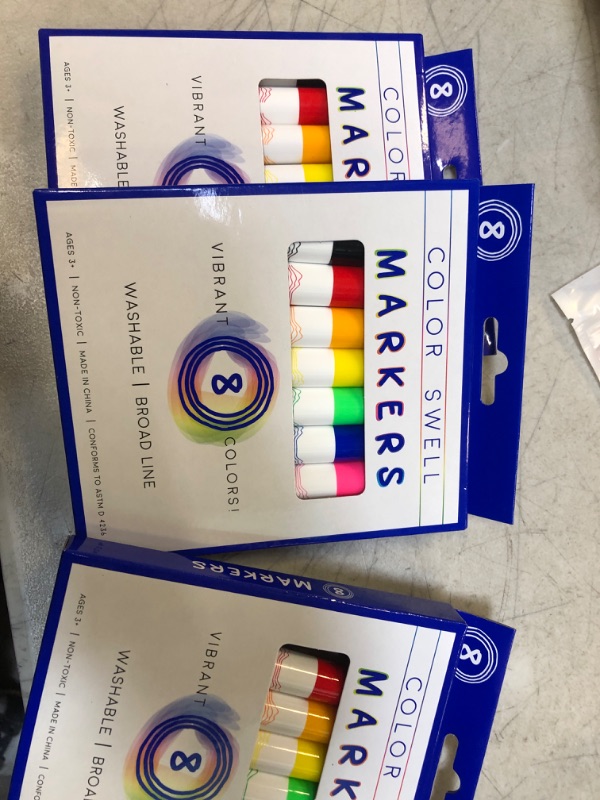 Photo 2 of Color Swell Washable Markers With 8 Vibrant Colors Are Perfect for Teachers, Kids, Parties, and Classrooms 3 pack