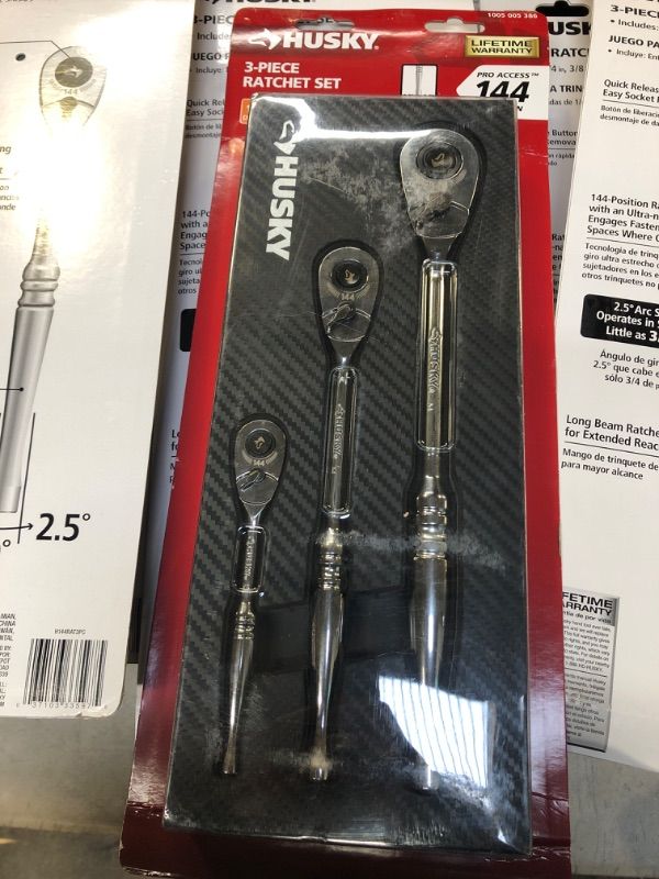 Photo 1 of 144-Tooth Ratchet Set with EVA Tray (3-Piece)