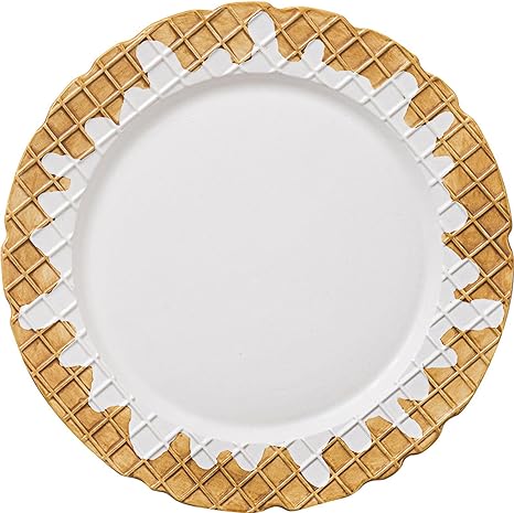 Photo 1 of 8 Inches Ceramic Appetizer Dinner Plates Set of 2, Waffle style for Dessert Salad Fruit Appetize.
