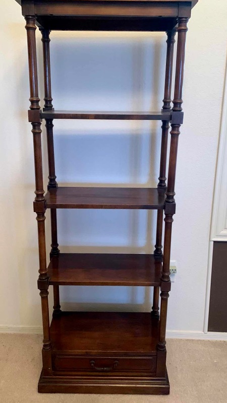 Photo 1 of MAHOGANY ETAGERE W BOTTOM DRAWER  22” X 12” H 60”