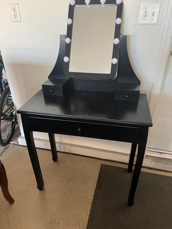 Photo 7 of BLACK PAINTED WOOD VANITY W MIRROR W LIGHTS