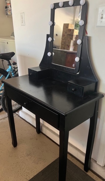 Photo 2 of BLACK PAINTED WOOD VANITY W MIRROR W LIGHTS