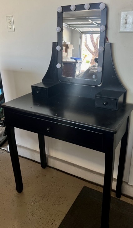 Photo 3 of BLACK PAINTED WOOD VANITY W MIRROR W LIGHTS