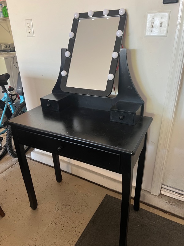 Photo 4 of BLACK PAINTED WOOD VANITY W MIRROR W LIGHTS