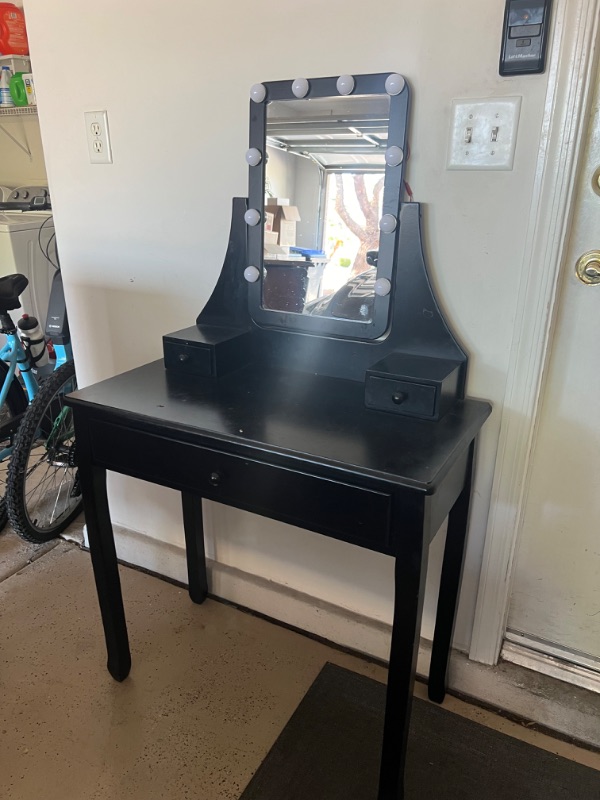 Photo 6 of BLACK PAINTED WOOD VANITY W MIRROR W LIGHTS