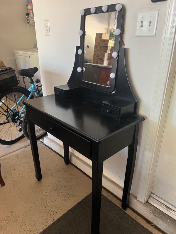 Photo 8 of BLACK PAINTED WOOD VANITY W MIRROR W LIGHTS