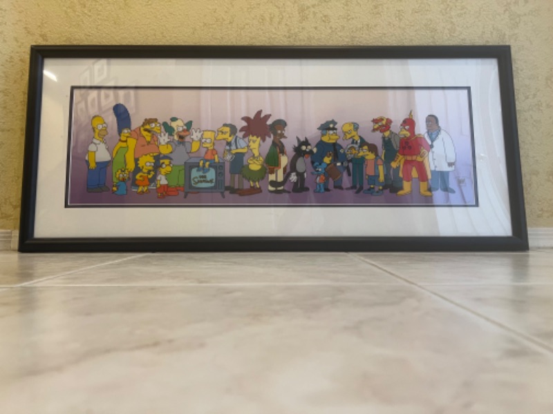 Photo 2 of FRAMED RARE "SIMPSONS ON LINE" PANORAMIC ANIMATION SERICEL CEL LIMITED EDITION MATT GROENING W SEAL OF AUTHENTICITY & PAPERWORK-MINT CONDITION  42" x 18"