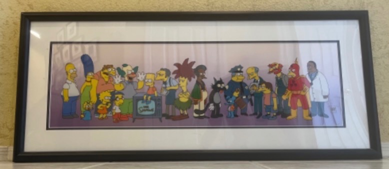 Photo 1 of FRAMED RARE "SIMPSONS ON LINE" PANORAMIC ANIMATION SERICEL CEL LIMITED EDITION MATT GROENING W SEAL OF AUTHENTICITY & PAPERWORK-MINT CONDITION  42" x 18"