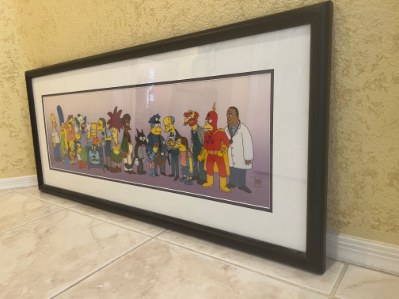 Photo 5 of FRAMED RARE "SIMPSONS ON LINE" PANORAMIC ANIMATION SERICEL CEL LIMITED EDITION MATT GROENING W SEAL OF AUTHENTICITY & PAPERWORK-MINT CONDITION  42" x 18"