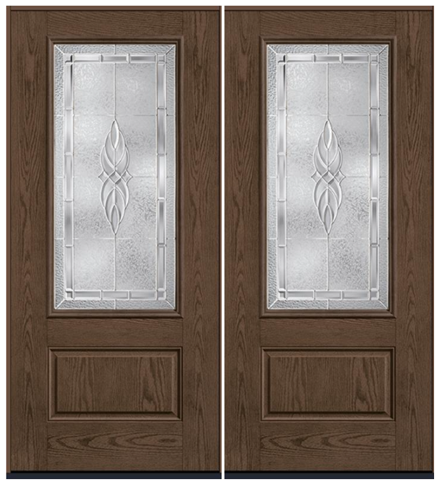 Photo 1 of BRAND NEW  KENSINGTON 3/4 Lite 1 PANEL OAK FIBERGLASS DOUBLE DOOR. STAINED DRIFTWOOD (COLOR). LEFT INSWING. BRUSHED NICKEL HINGES INCLUDED. 6' X H8'