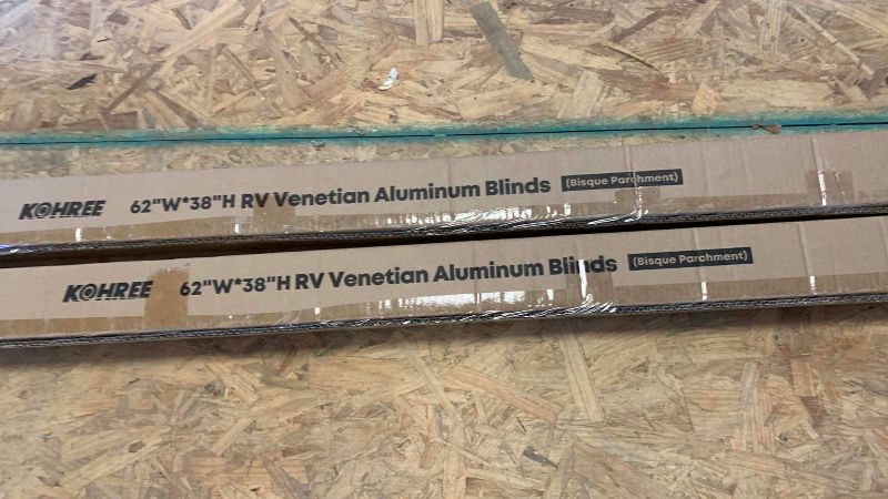 Photo 2 of 2- KOHREE RV ALUMINUM VENETIAN BLINDS BISQUE PARCHMENT 62” X 38”