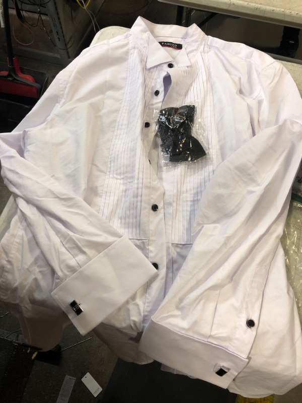 Photo 1 of FAHIZO MENS BUTTON DOWN SHIRT WITH BOW TIE LARGE