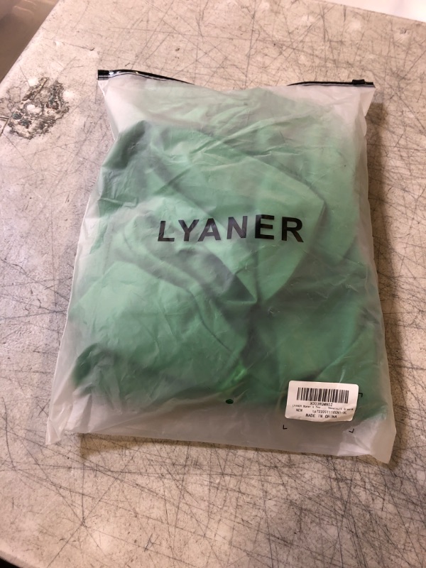 Photo 3 of LYANER Women's Two Piece Outfit Set Hoodies Zip Up Crop Top and Shorts Sweatsuit XL GREEN