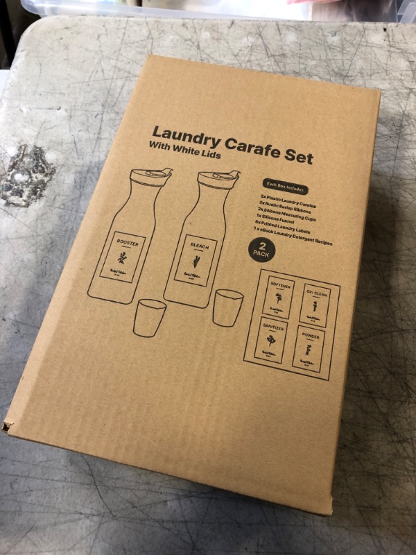 Photo 1 of Arjust Laundry Soap Dispenser for Laundry Room Decor - Laundry Soap Containers - Laundry Detergent Container for Bleach Softener - Laundry Room Organization with Labels Ribbons eBook - Black Lid