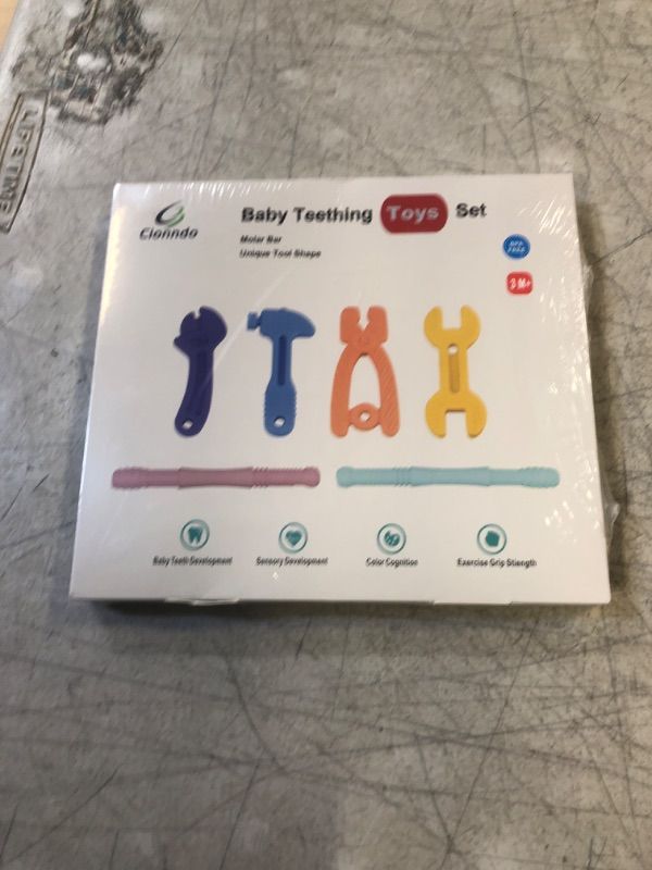 Photo 2 of Baby Teething Toys Set for 3-6 Months 6-12 Months,BPA Free Silicone Tools Shape Baby Molar Teether Chew Toy. (Tools Shape Set B)