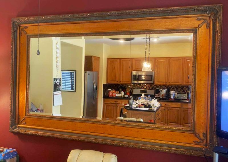 Photo 7 of ORNATE COPPER & BLACK WOOD BEVELED MIRROR FROM RESTAURANT IN WHIDBEY ISLAND, WASHINGTON STATE 91“ x 56“ (2 available each sold separately)