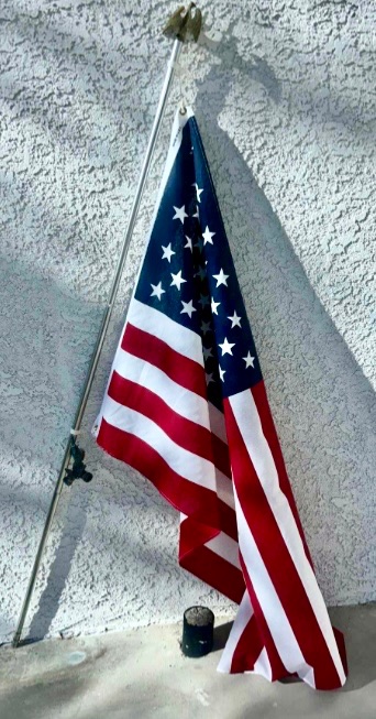 Photo 1 of AMERICAN FLAG ON POLE WITH EAGLE, 3’ X 5’.