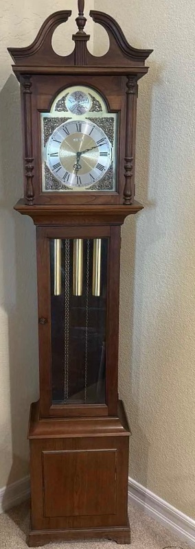 Photo 1 of VINTAGE HOWARD MILLER GRANDFATHER CLOCK 16” X 10” H 75”.