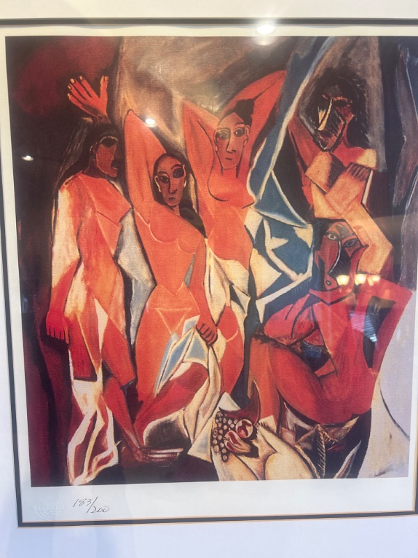 Photo 2 of GOLD-FRAMED  “WOMEN OF AVIGNON" PLATE SIGN LIMITED EDITION FACSIMILE COLLECTIBLE LITHOGRAPHED BY PICASSO ARTWORK WITH COA. 36" x H39”