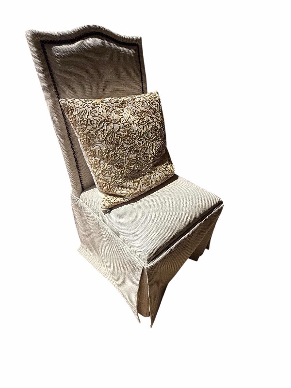 Photo 1 of OFF WHITE UPHOLSTERED PARSONS CHAIR W ACCENT PILLOW