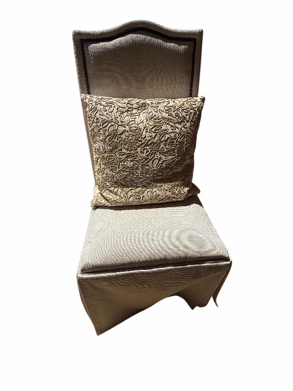 Photo 1 of OFF WHITE UPHOLSTERED PARSONS CHAIR W ACCENT PILLOW