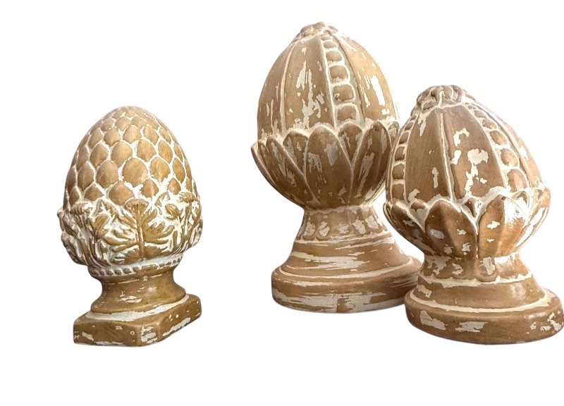 Photo 1 of 3-CRACKLED BUTTERSCOTCH GLAZED ARTICHOKE & PINECONES HOME DECOR