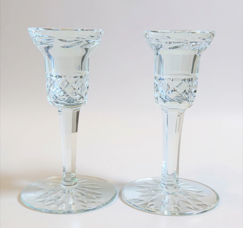 Photo 1 of 2 WATERFORD CRYSTAL LISMORE CANDLEHOLDERS H6”