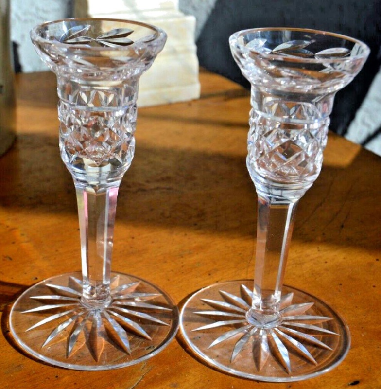 Photo 1 of 2 WATERFORD CRYSTAL LISMORE CANDLEHOLDERS H6”