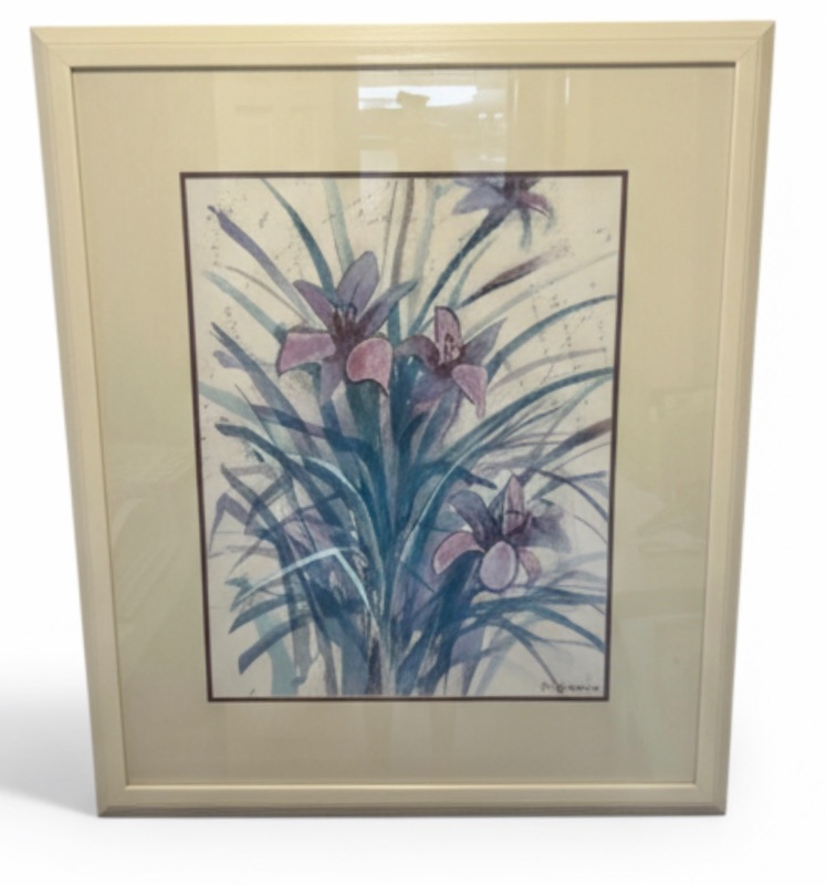 Photo 1 of FRAMED SIGNED PAINT ON CANVAS FLOWER ARTWORK BY J.D. TAWNRA 33 1/2“ x H39“