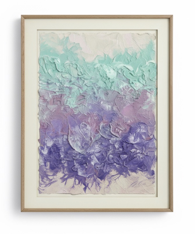 Photo 1 of WOOD FRAMED, RAISED PAPER SIGNED BUTLER WATERCOLOR SCULPTURE “ WINTER CLOUDS” ARTWORK 29” x H41”