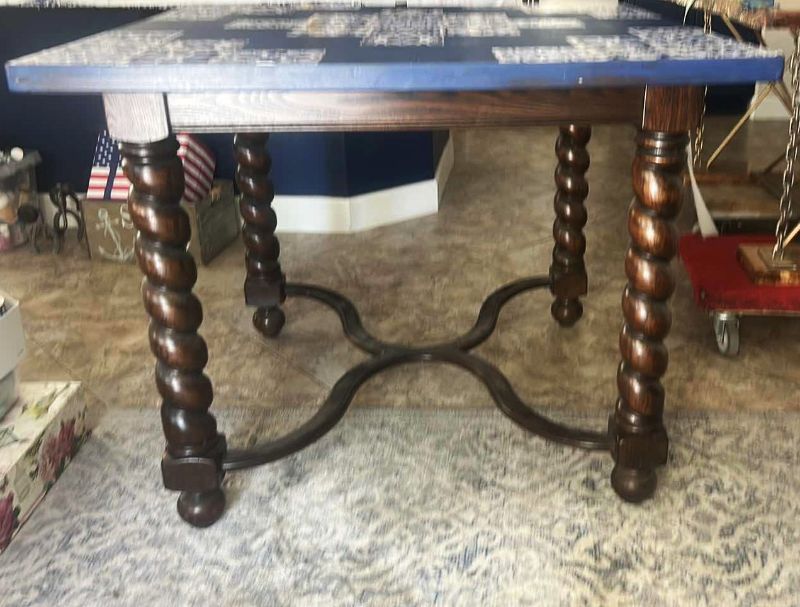Photo 1 of HAND-PAINTED VINTAGE WOOD TABLE 46” x 46” x H36”