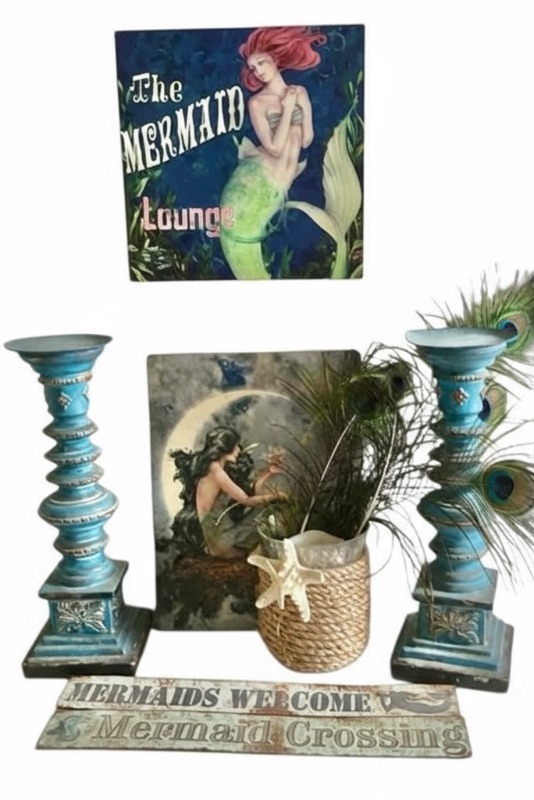 Photo 1 of MERMAID DECOR MERMAID WITH MOON LIGHTS UP WITH BATTERIES 11” x 15”