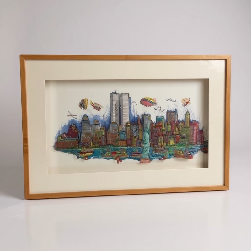 Photo 1 of FRAMED 3D SHADOWBOX “GOOD FINANCIAL CLIMATE” NEW YORK CITY ARTWORK-ARTIST SIGNED & NUMBERED41” x H19”