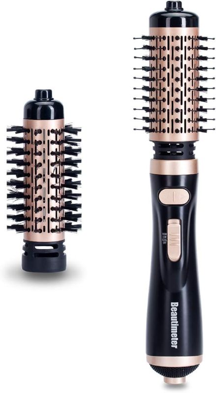 Photo 1 of 
Beautimeter Hair Dryer Brush, 3-in-1 Round Hot Air Spin Brush Kit for Styling and Frizz Control, Negative Ionic Blow Volumizer, 2 Detachable Auto-Rotating Curling Brush, Black & Gold
