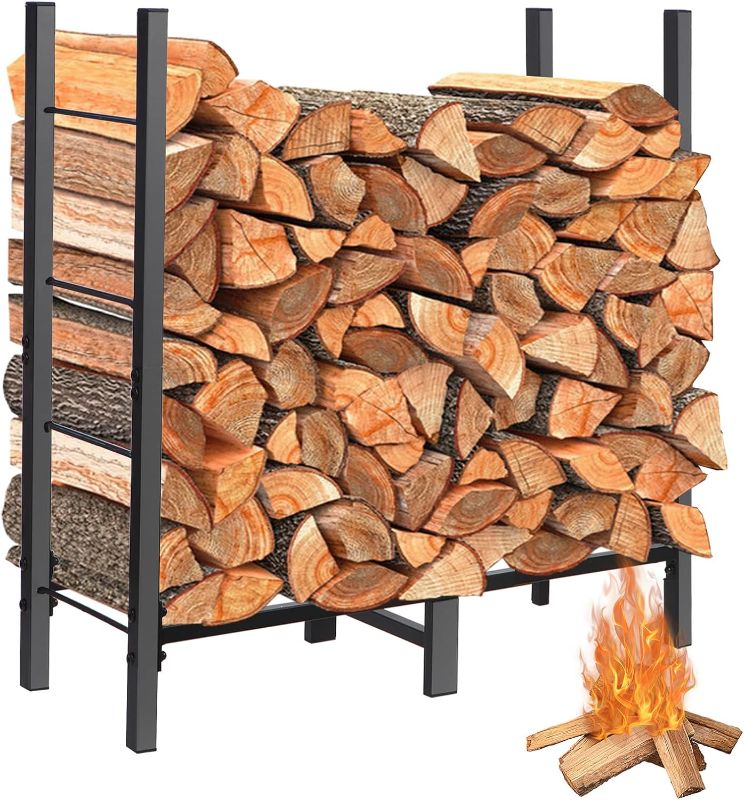 Photo 1 of 2.7ft Firewood Rack Outdoor Indoor Holder for Fireplace Wood Storage, Firewood Storage Brackets Kit, Heavy Duty Logs Stand Stacker Holder for Outdoor Indoor Patio Deck wood storage firewood rack 2.7t(W)*2.7ft(H) Firewood Rack