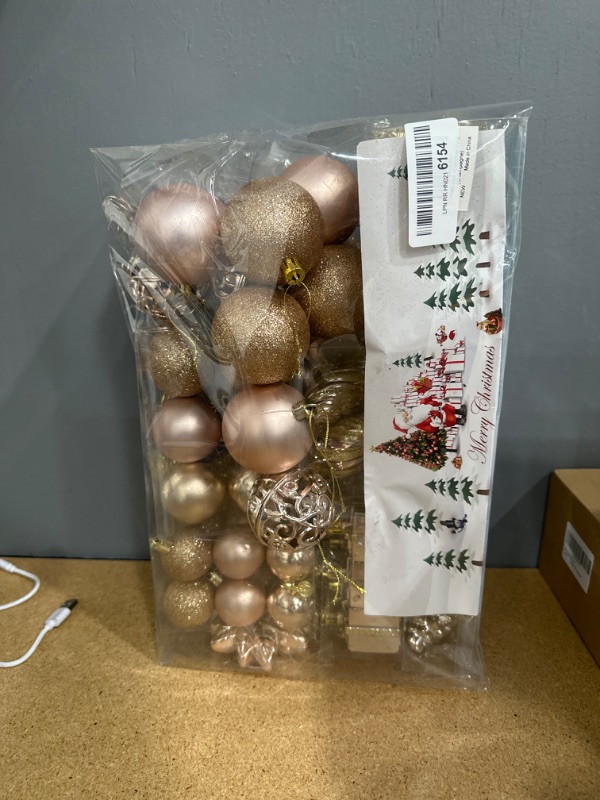 Photo 2 of **SEE NOTES**ZHMTang 72ct Christmas Balls Ornament Set Shatterproof Assorted Hanging Decorations in a Hand-held Gift Package for Xmas Tree Decor(Champagne) B25 A25