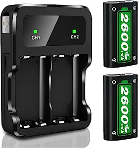 Photo 1 of Ponkor Rechargeable Battery Packs for Xbox Series X|S/Xbox One, 2x2600mAh Batteries with High-Speed Charging Station for Xbox One S/Xbox One X/Xbox One Elite Controller Xbox 360 Charger
