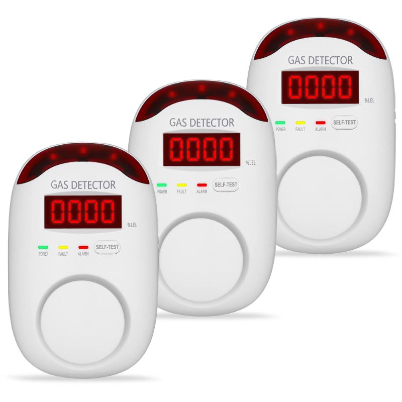 Photo 1 of 3 Packs Natural Gas Detector - Gas Leak Detector for Home,RV, Gas Detectors for Home Natural Gas,Combustible Gas Detector for LNG, LPG,Propane,Methane.