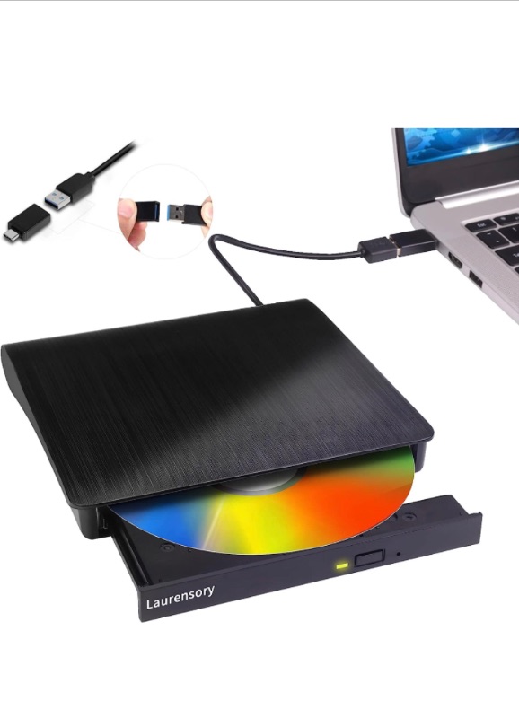 Photo 1 of External DVD Drive USB 3.0 Type-C USB Portable Player for Laptop CD DVD +/-RW Disk Drive CD ROM Burner Writer CD/DVD Burner Reader Compatible with Desktop Windows Linux OS Apple MacBook