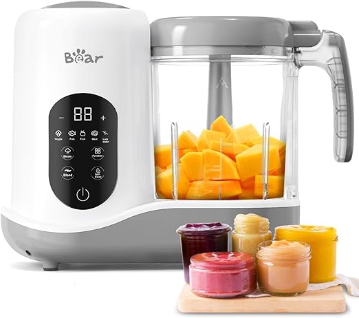 Photo 1 of BEAR 2024 Baby Food Maker | One Step Baby Food Processor Steamer Puree Blender | Auto Cooking & Grinding | Baby Food Puree Maker with Self Cleans | Touch Screen Control, White
