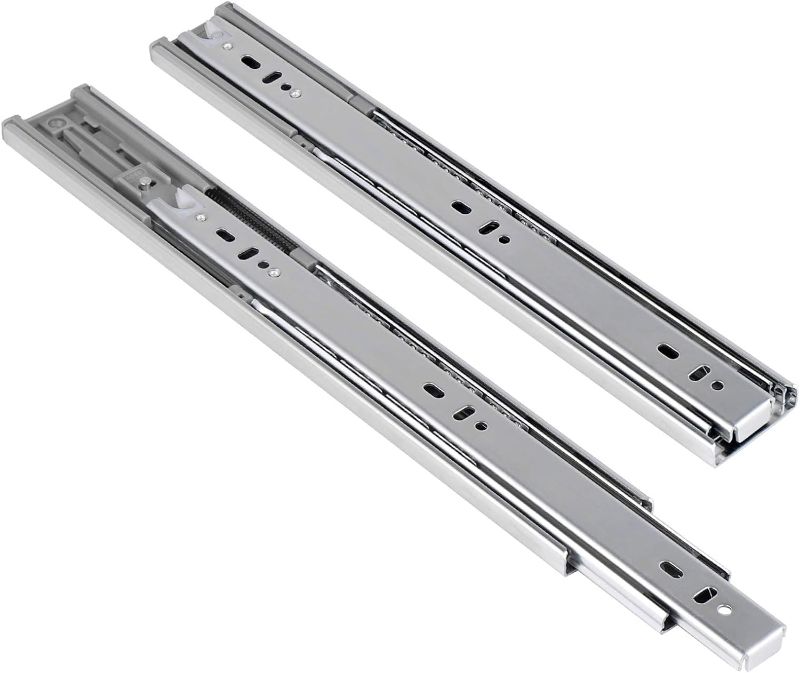 Photo 1 of 2 Pair 14" Drawer Slides, 100 lb.Load Capacity, Soft Closing&Side Mount-Ball Bearing 3 Fold Full Extension Satin Nickel Drawer Runners
