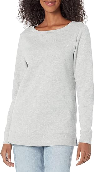 Photo 1 of Amazon Essentials Women's Open-Neck Fleece Tunic Sweatshirt X-Small white cream 